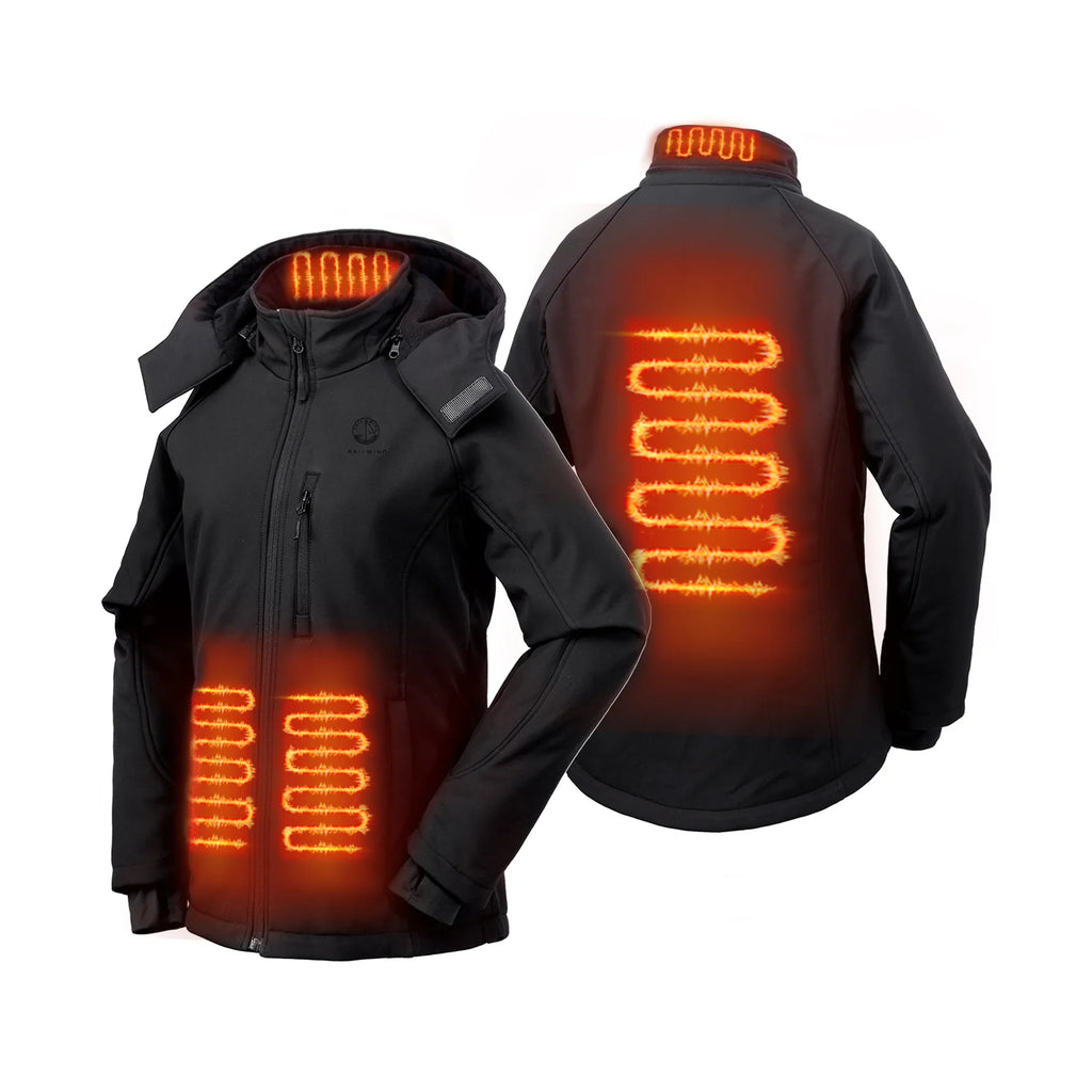 Heated Jacket for Men, Battery Powered Winter Outdoor Coat with Removable Hood Black L