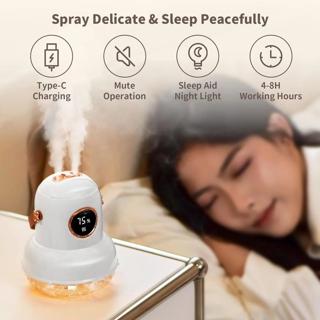 Cool Mist Humidifier with Night Light,Portable Mini Air Humidifier with LED Screen,Ultra-Quiet Wireless Humidifier Three Spray Modes for Baby Kids Bedroom Home Office Car Desk (White)
