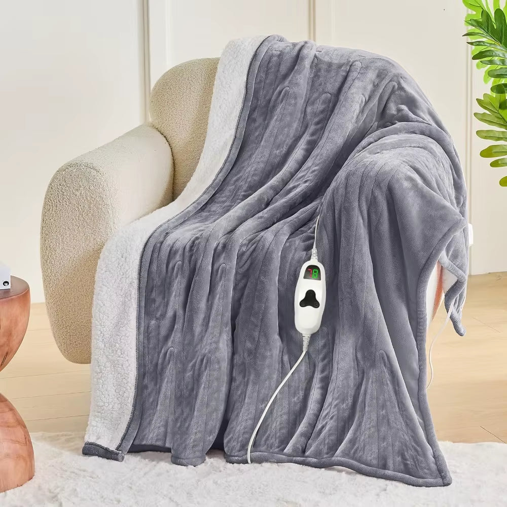 Electric Heated Throw Blanket 50X60 Inch, 10 Heat Levels Auto-Off, Fleece Soft for Christmas Gifts in Misty Grey