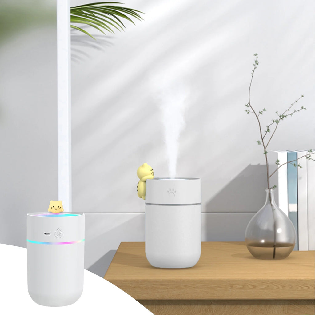Portable Desk Humidifier, Mini Cool Mist Humidifier, Humidifier for Home Bedroom Office, Plants, Colorful Night Functionwhite