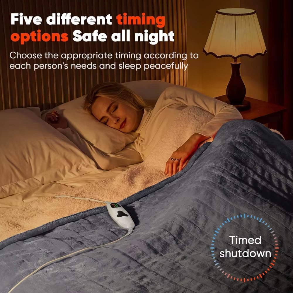 Electric Heated Throw Blanket 50X60 Inch, 10 Heat Levels Auto-Off, Fleece Soft for Christmas Gifts in Misty Grey