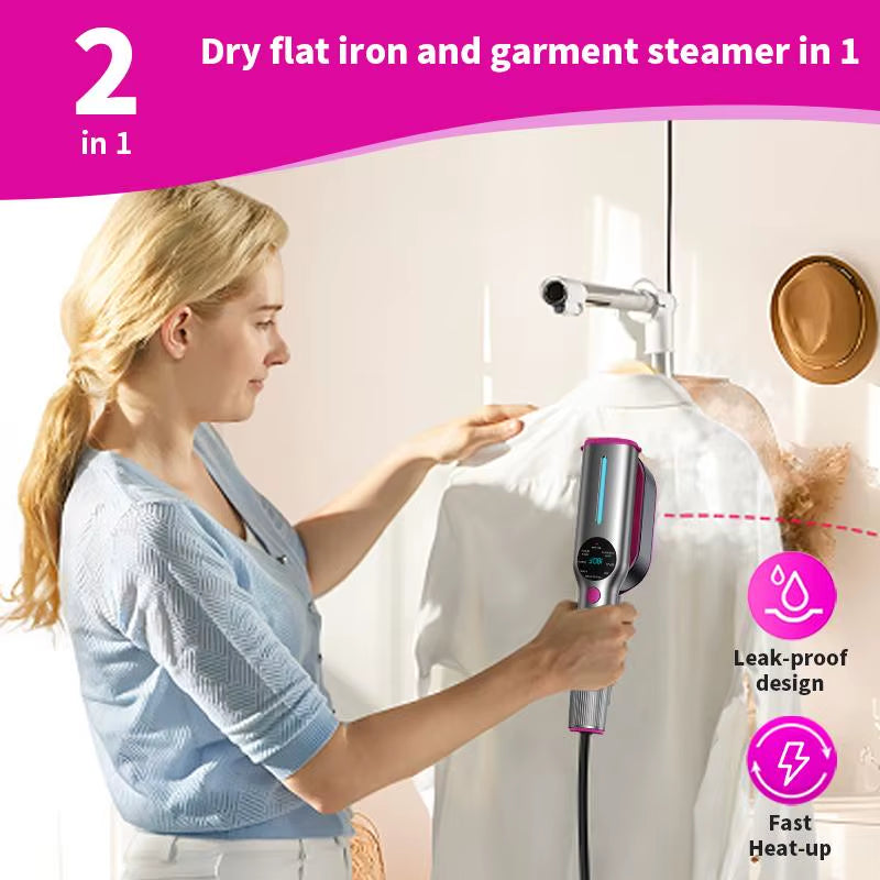 Dr.Flash Portable Garment Steamer for Clothes Travel Clothing Iron with 7 Modes LED Display 5S Fast Heating 90° Swivel