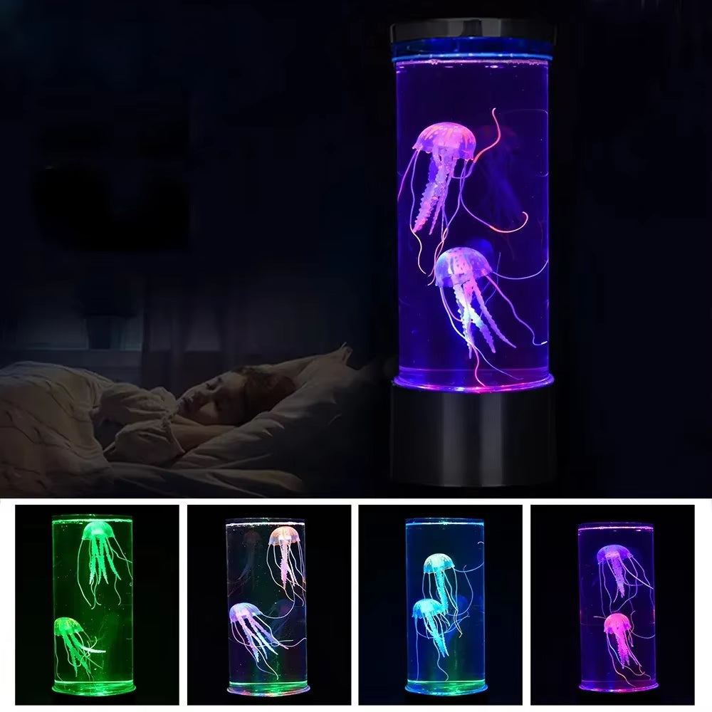 Night Light Home Bedroom Decor Boys Girls Children'S Birthday Gifts Color Changing Jellyfish Lamp Usb/Battery Powered Table