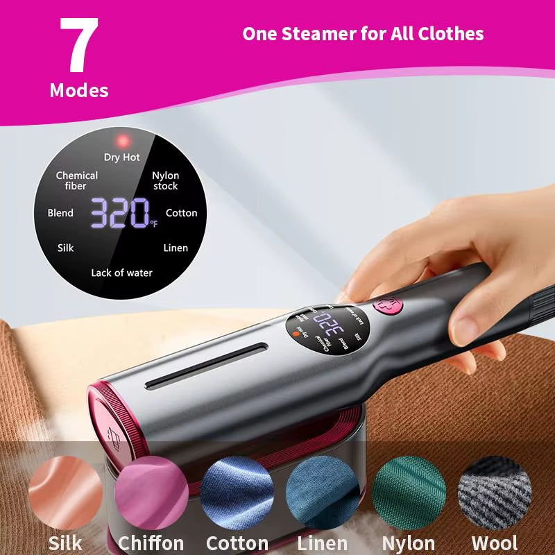 Dr.Flash Portable Garment Steamer for Clothes Travel Clothing Iron with 7 Modes LED Display 5S Fast Heating 90° Swivel