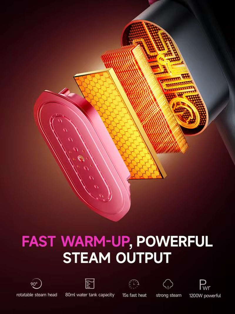 Dr.Flash Portable Garment Steamer for Clothes Travel Clothing Iron with 7 Modes LED Display 5S Fast Heating 90° Swivel