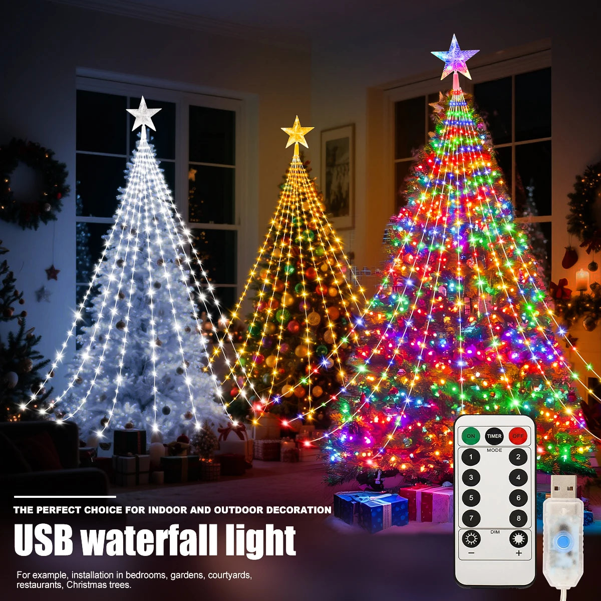 Illuminate Your Holidays: Waterproof LED Christmas Tree Fairy Lights with 8 Modes for Indoor and Outdoor Festivities