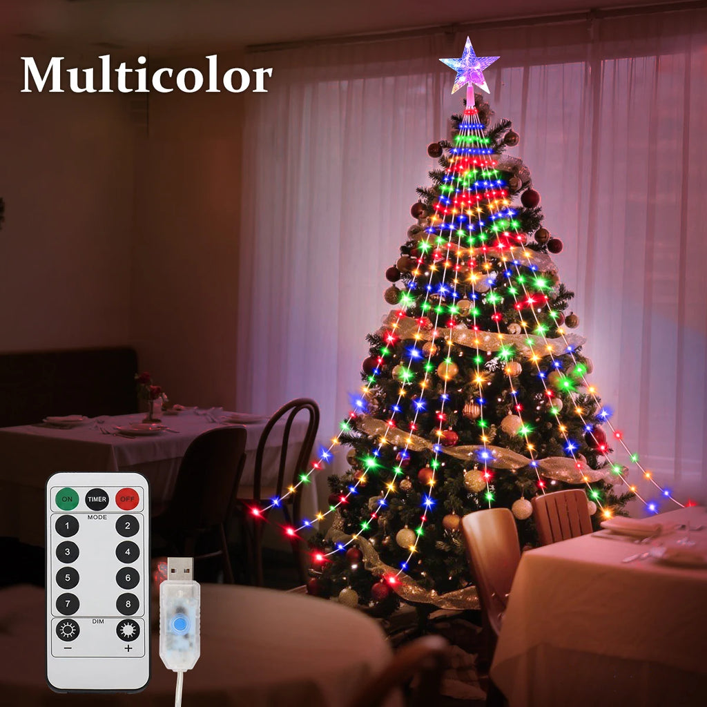 Illuminate Your Holidays: Waterproof LED Christmas Tree Fairy Lights with 8 Modes for Indoor and Outdoor Festivities