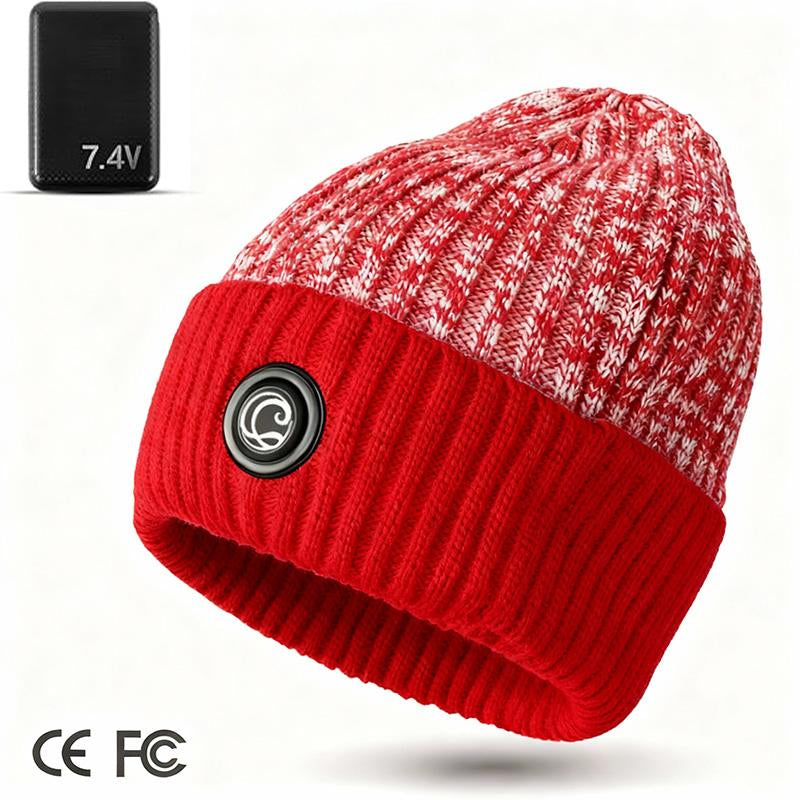 Winter Outdoor Heated Hat with 3 Temperature Settings, Quick Heating, Suitable for Outdoor Hiking, Skiing, Dog Walking, Commuting, and Outdoor Work in Cold Weather. Portable Knitted Hat, Unisex, Suitable for All Head Sizes.