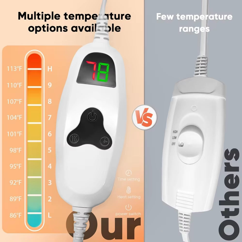 Electric Heated Throw Blanket 50X60 Inch, 10 Heat Levels Auto-Off, Fleece Soft for Christmas Gifts in Misty Grey