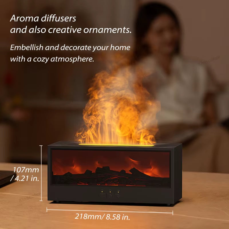 Aroma Essential Oil Fireplace Diffuser Colorful Flame Diffuser Bonfire Fireplace Humidifier with Remote Control for Home Office