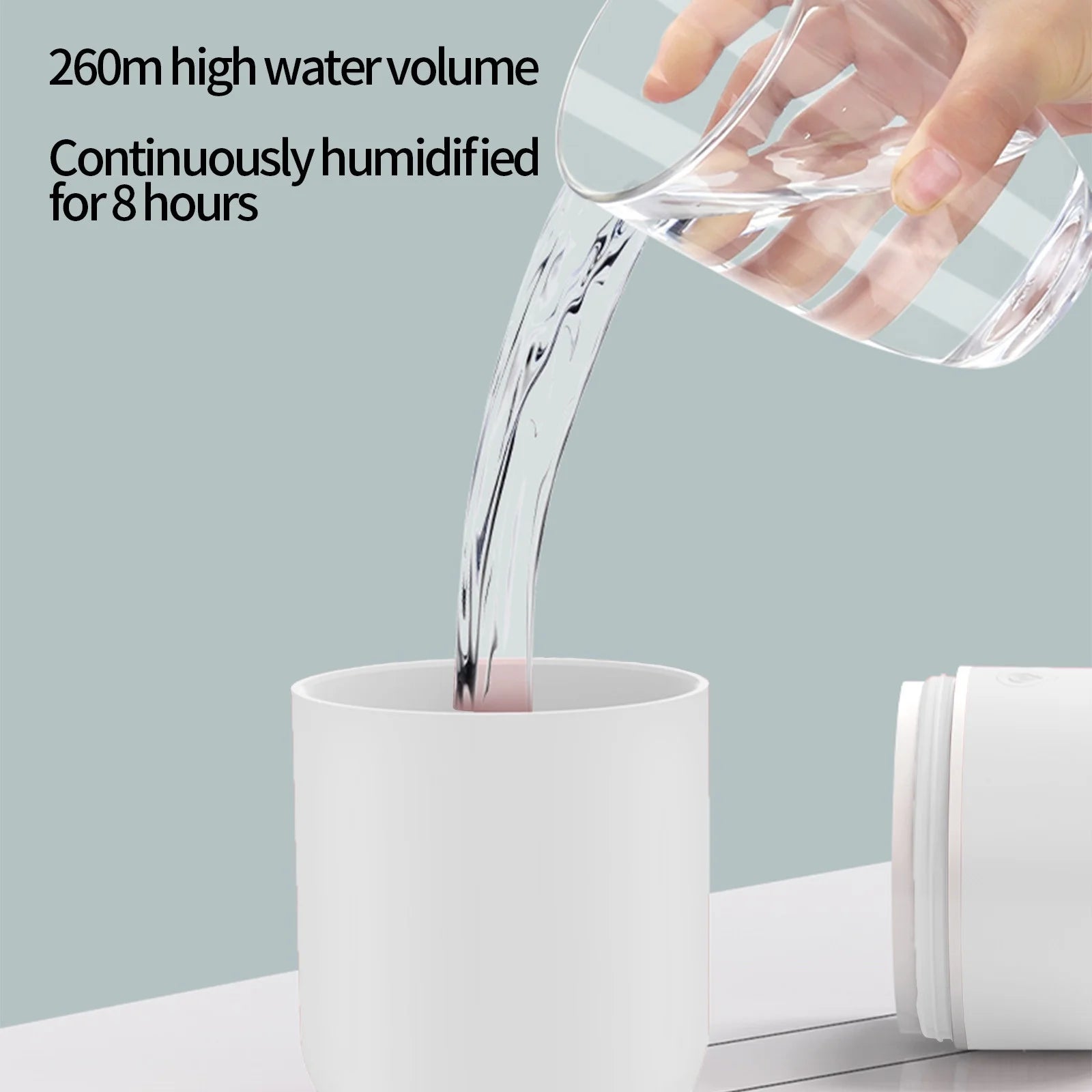 Portable Desk Humidifier, Mini Cool Mist Humidifier, Humidifier for Home Bedroom Office, Plants, Colorful Night Functionwhite