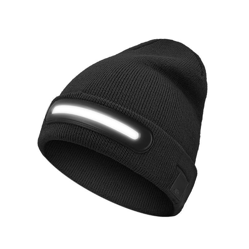 Bluetooth LED Woolen Hat – USB Rechargeable Unisex Winter Hat with Lights for Men, Women & Teens, Perfect Christmas & Birthday Gift, Stocking Stuffer – Black Usb-C Fast Charging